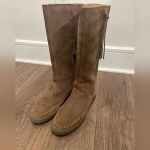 UGG Tall Brown Suede Winter Boots with Tassel
